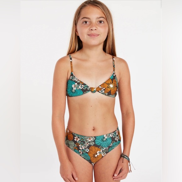 VOLCOM GIRLS NOTHING BUD LOVE BIKINI SET - JADE - Picture 3 of 5